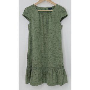 GAP Women’s Sage‎ Green Ruffled Hem Lined Sheath Dress Sz Sm Preppy Academia